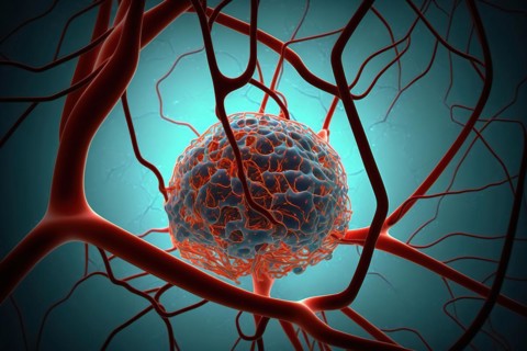 Schematic representation of a highly vascularised tumour cell