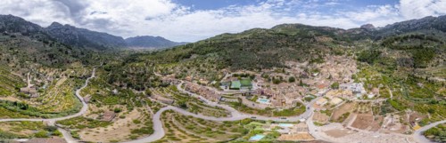Mediterranean mountain landscape with mountain village