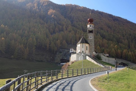 The Baroque pilgrimage church of Our Lady in Schnals is located in the village of the same name