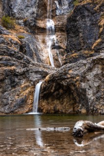 Stuibenfall with little water in winter