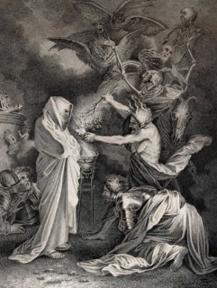 Saul consults Samuel after the Witch of Endor summons him from the dead