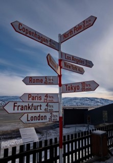 Signs inform about possible flight times to different