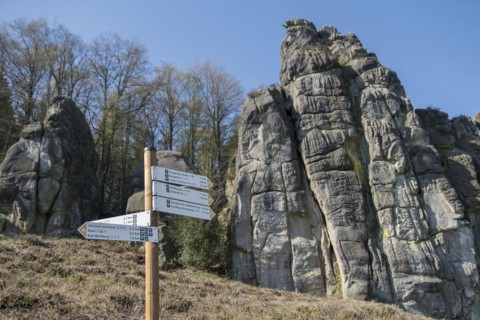 Signpost for hikers at the Externsteine