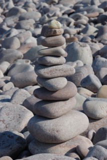 Pebble sculpture on a beach