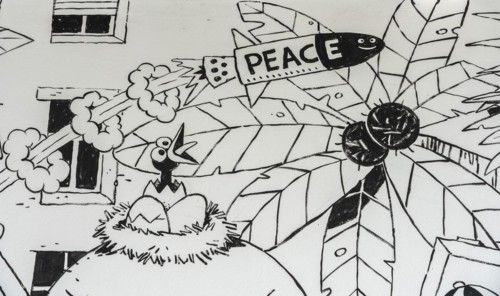 Wall drawings in black and white