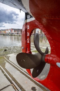 Propeller of the barrel-launched Hildegard on the open-air exhibition grounds of the Schiffahrtsmuseum Nordfriesland at the Husum inland harbour