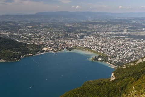 View from Mont Veyrier of the lake of Annecy