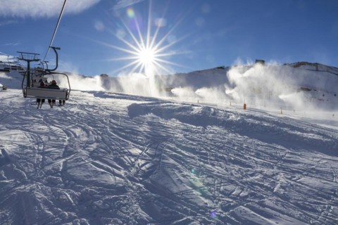 Ski slope in the ski area Val Gardena Dolomiti Superski South Tyrol