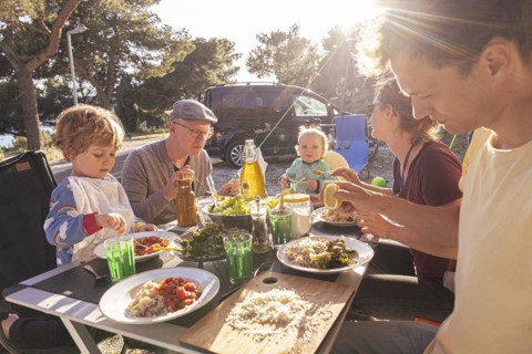 Subject: Family with grandfather camping
