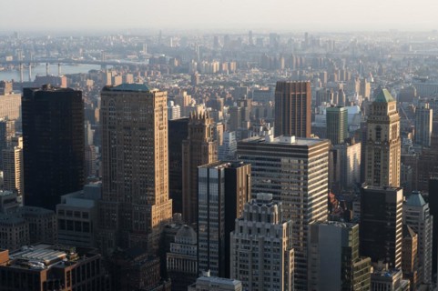 Luftaufnahmen des Midtown West & Theater District