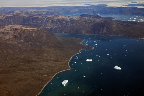 Aeriel view over Disko Island