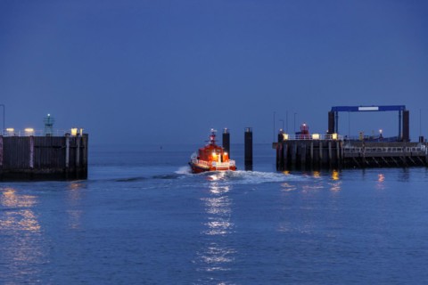 Seaport Cuxhaven at the mouth of the Elbe into the North Sea