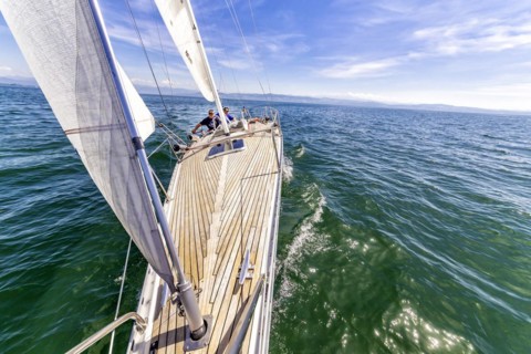 Sailing yacht on Lake Constance