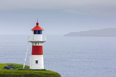 Skansin lighthouse at the historic fortress beside the port of Torshavn
