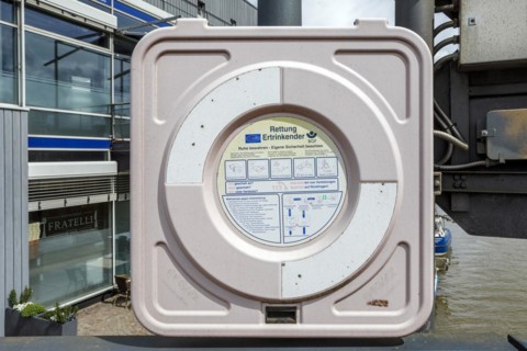 Lifebelt at the harbour of Husum