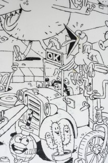 Wall drawings in black and white