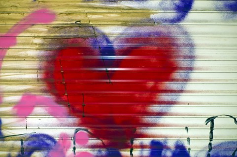 Graffiti on a roller shutter