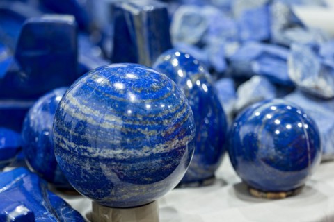 Cut ball of lapis lazuli