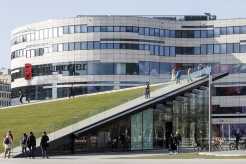 Walk-on roof of the triangular pavilion