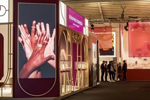 Video wall with precious rings on womans hands