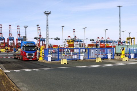 Entrance and exit for trucks