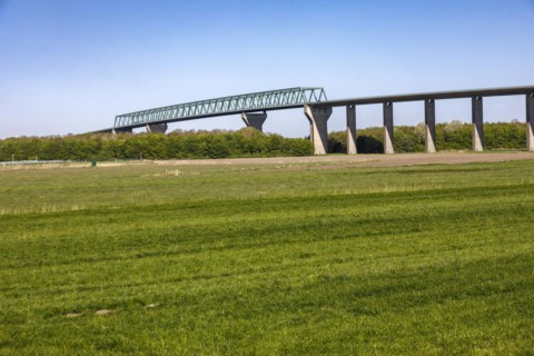 High bridge Brunsbuettel leads the B5 over the Kiel Canal