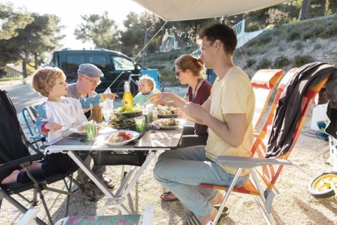 Subject: Family with grandfather camping