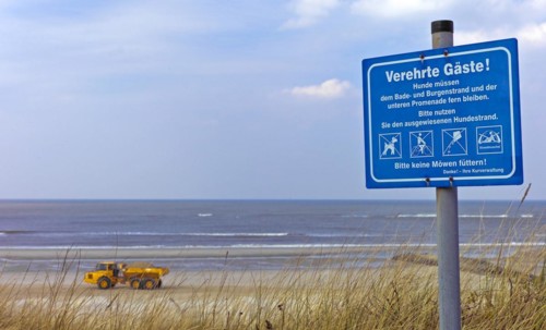 Prohibition sign on the beach of the island of Wangerooge