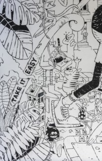 Wall drawings in black and white