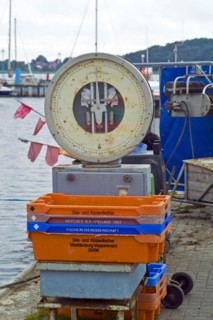 Scales for fish at the harbour of Thiessow