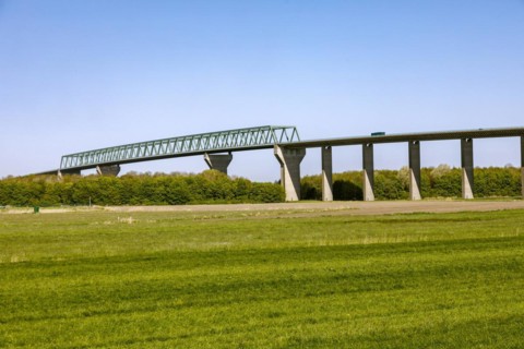 High bridge Brunsbuettel leads the B5 over the Kiel Canal