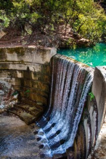 Reservoir with waterfall