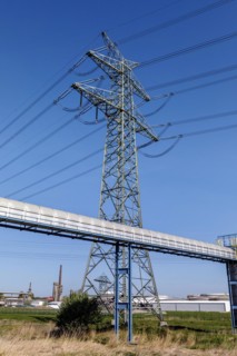 High-voltage power line at Holstendamm in Brunsbuettel
