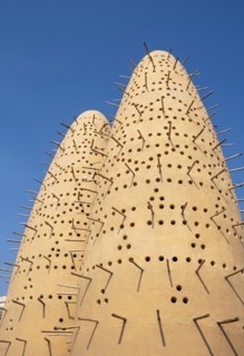 Close-up view of two of Pigeon Towers