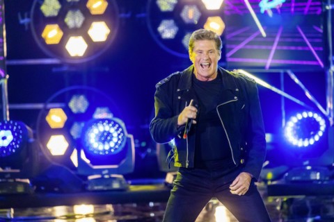 Singer David Hasselhoff performing on stage. 50 years of ZDF Hitparade