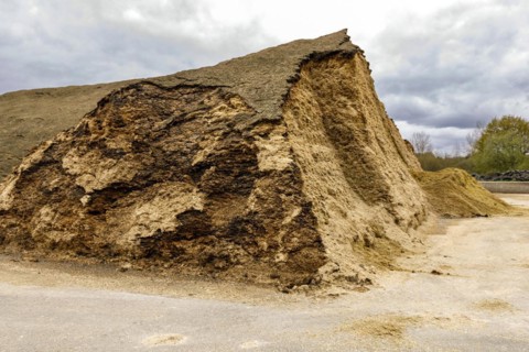 Biomass or silage converted to combustible gas in the biogas plant
