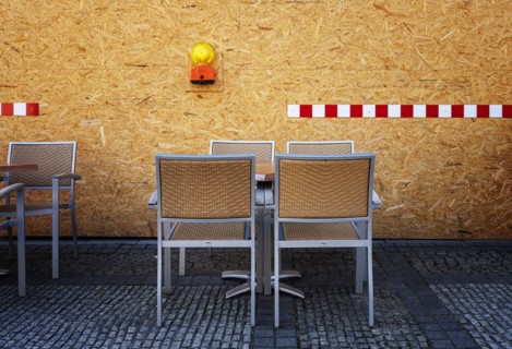 Building fence made of chipboard