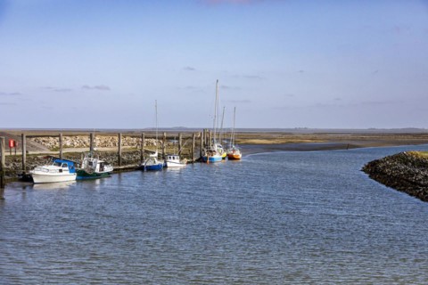 Everschopsiel harbour in North Frisia with outflowing water