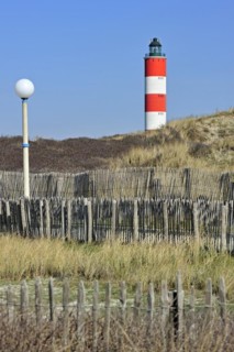 The red and white Berck lighthouse at Berck-sur-Mer