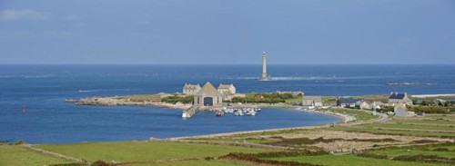 Lighthouse and lifeboat station in the Goury port near Auderville at the Cap de La Hague