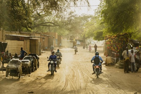 Mopeds on a street