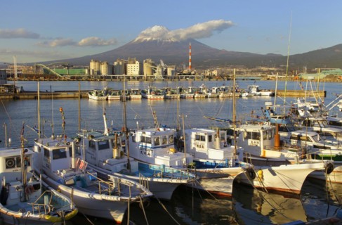 Mount Fuji view from Tagonoura Port Shizuoka Japan Asia