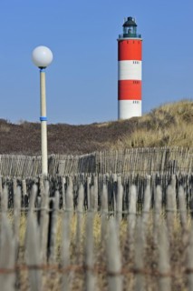 The red and white Berck lighthouse at Berck-sur-Mer