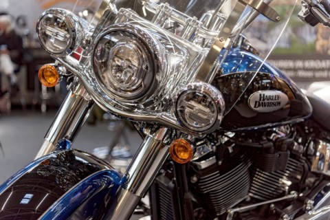 Headlight of a Harley-Davidson Heritage Classic