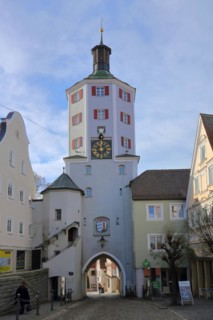 Lower gate and gate tower built 14th century and landmark in Guenzburg