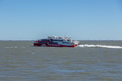 Catamaran Halunderjet on its way to Helgoland