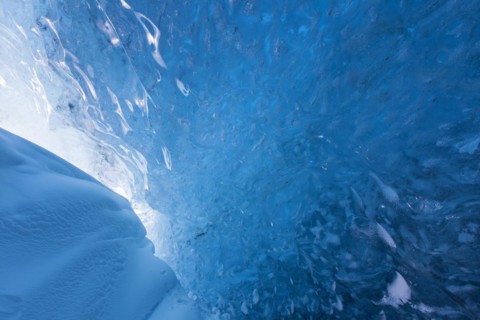 Blue ice in ice cavern inside Breidamerkurjokull