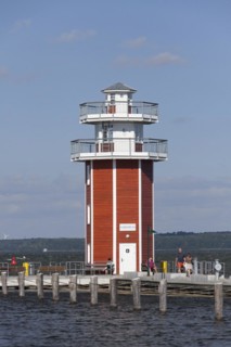 Jetty with lighthouse in the Plauer See at Plau am See