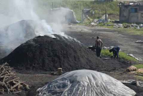 Charcoal burners during charcoal extraction