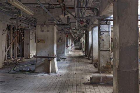 Supply lines in the basement of a former paper factory